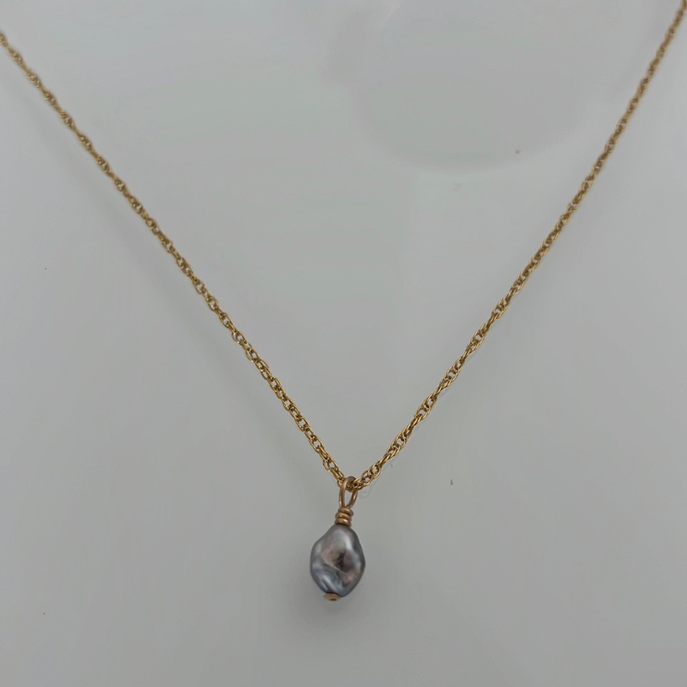 16” Keshi Pearl 14K Gold Filled Rope Chain Necklace